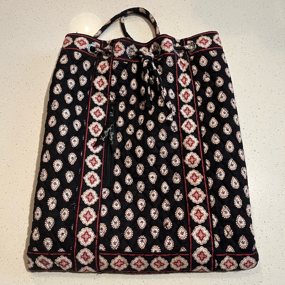 Vera Bradley Classic Black Paisley Drawstring Backpack